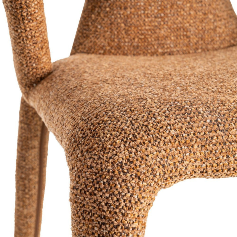 Fauteuil de table moderne chic en Tissu Marron Chiné Métal Fuzara (Lot de 2) - 8