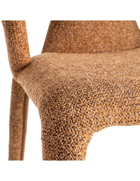 Fauteuil de table moderne chic en Tissu Marron Chiné Métal Fuzara (Lot de 2) - 8