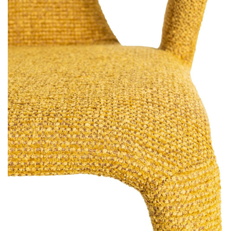 Fauteuil de table moderne chic en Tissu Jaune moutarde Chiné Métal Fuzara (Lot de 2) - 8