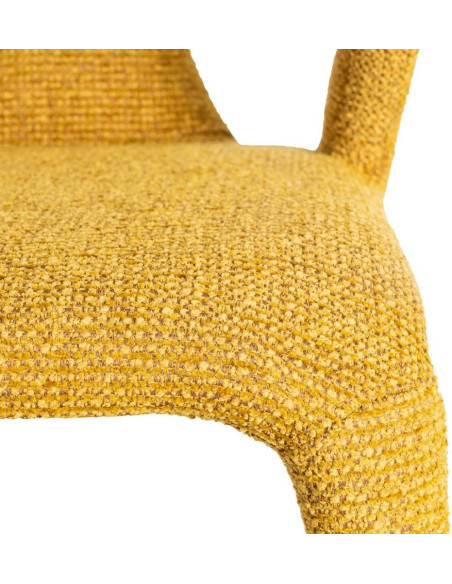 Fauteuil de table moderne chic en Tissu Jaune moutarde Chiné Métal Fuzara (Lot de 2) - 8
