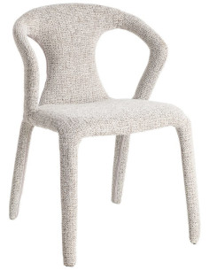 Fauteuil de table moderne chic en Tissu Gris Chiné Métal Fuzara (Lot de 2) - 1
