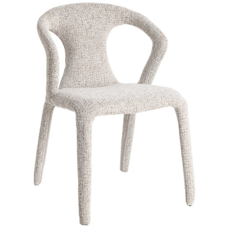 Fauteuil de table moderne chic en Tissu Gris Chiné Métal Fuzara (Lot de 2) - 1