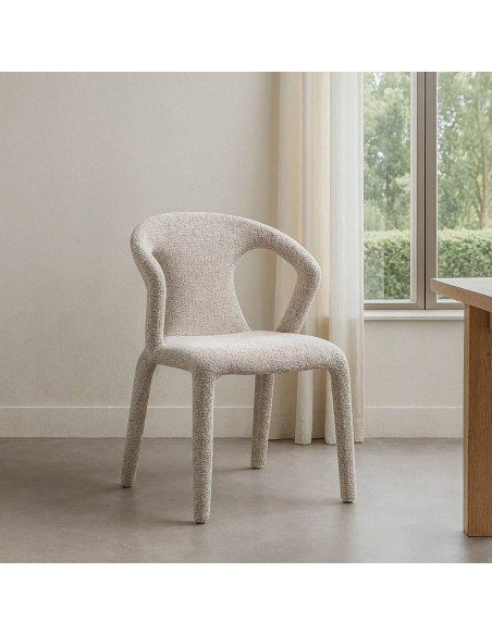 Fauteuil de table moderne chic en Tissu Gris Chiné Métal Fuzara (Lot de 2) - 2