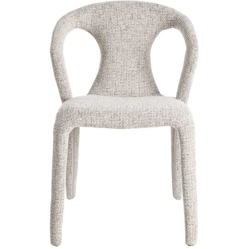 Fauteuil de table moderne chic en Tissu Gris Chiné Métal Fuzara (Lot de 2) - 3