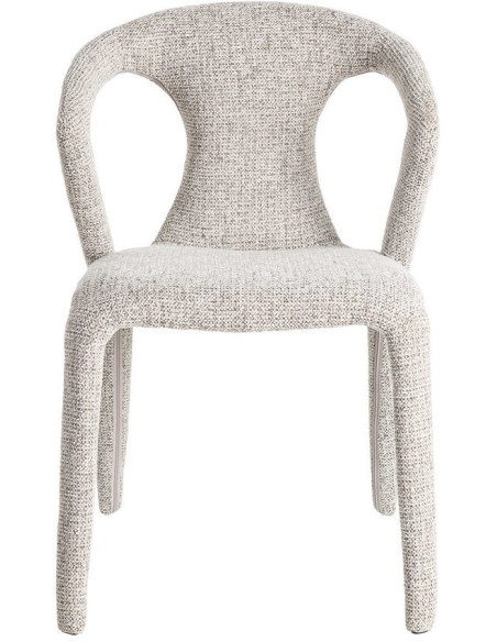 Fauteuil de table moderne chic en Tissu Gris Chiné Métal Fuzara (Lot de 2) - 3