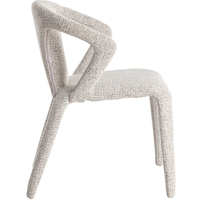 Fauteuil de table moderne chic en Tissu Gris Chiné Métal Fuzara (Lot de 2) - 4