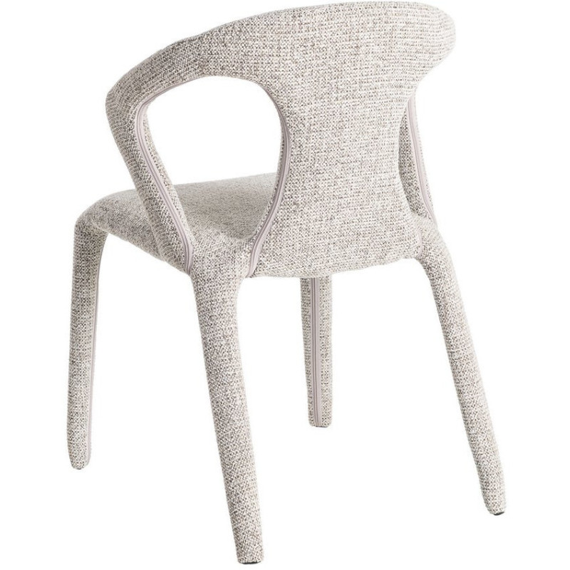 Fauteuil de table moderne chic en Tissu Gris Chiné Métal Fuzara (Lot de 2) - 5