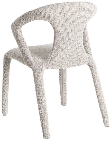 Fauteuil de table moderne chic en Tissu Gris Chiné Métal Fuzara (Lot de 2) - 5