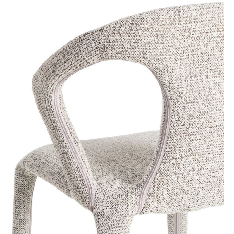 Fauteuil de table moderne chic en Tissu Gris Chiné Métal Fuzara (Lot de 2) - 6