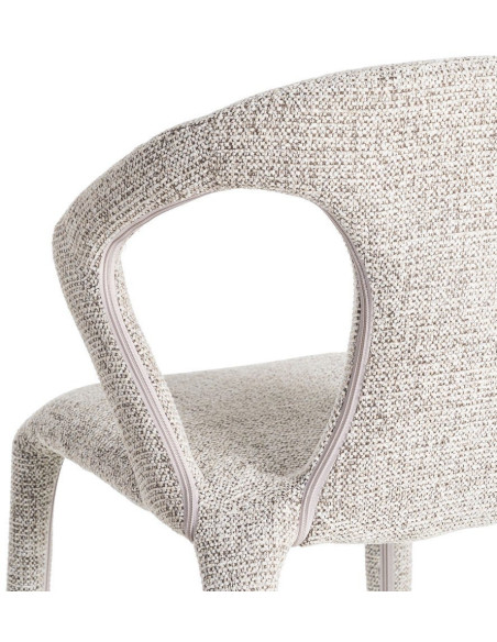 Fauteuil de table moderne chic en Tissu Gris Chiné Métal Fuzara (Lot de 2) - 6