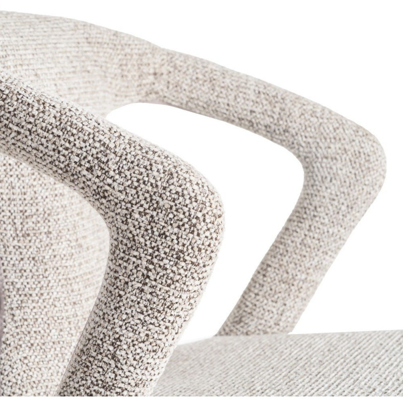 Fauteuil de table moderne chic en Tissu Gris Chiné Métal Fuzara (Lot de 2) - 7