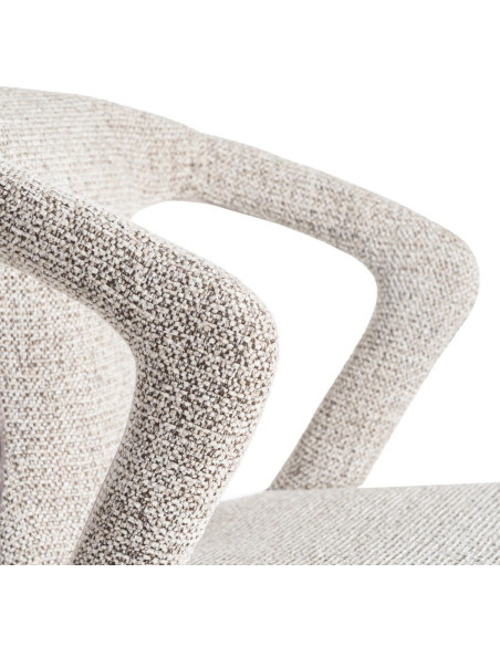 Fauteuil de table moderne chic en Tissu Gris Chiné Métal Fuzara (Lot de 2) - 7