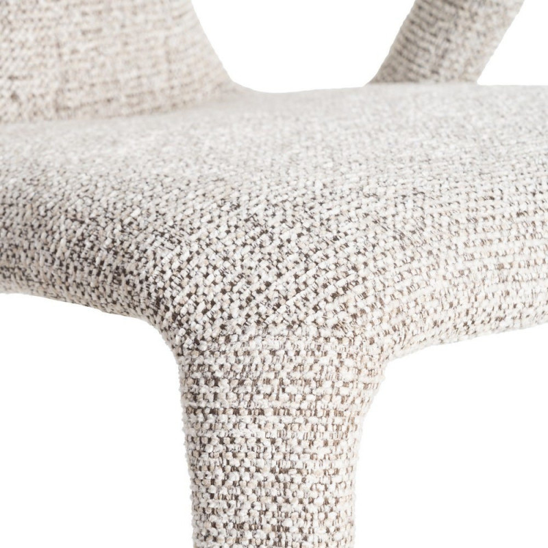 Fauteuil de table moderne chic en Tissu Gris Chiné Métal Fuzara (Lot de 2) - 8