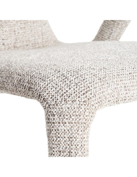 Fauteuil de table moderne chic en Tissu Gris Chiné Métal Fuzara (Lot de 2) - 8