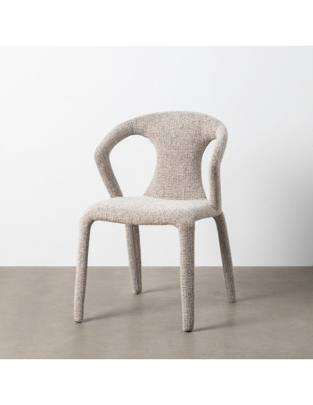 Fauteuil de table moderne chic en Tissu Gris Chiné Métal Fuzara (Lot de 2) - 11