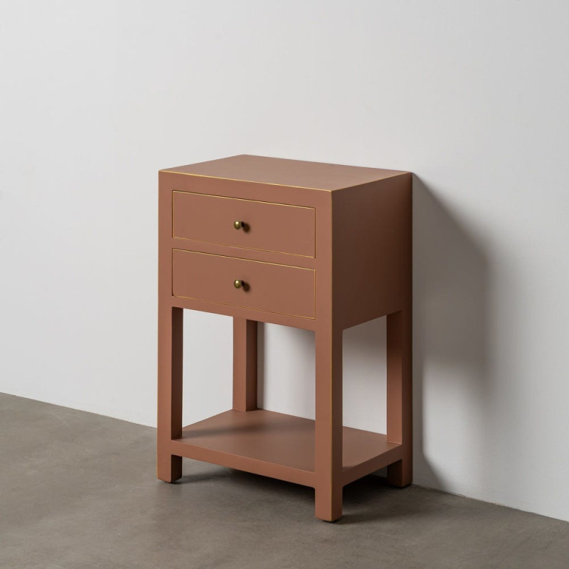 Table de chevet orientale chic 2 tiroirs 1 étagère en Bois MDF Marron moka Oriente - 2