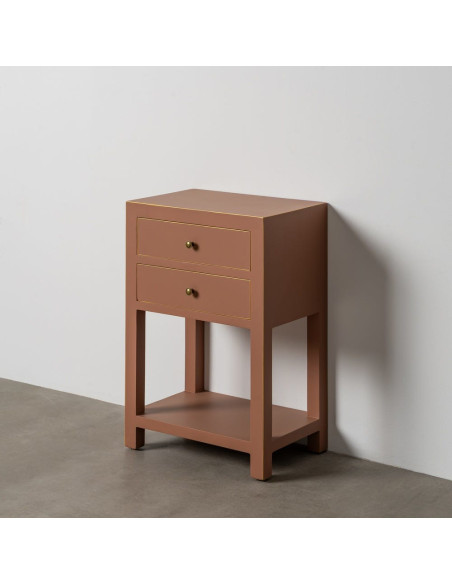 Table de chevet orientale chic 2 tiroirs 1 étagère en Bois MDF Marron moka Oriente - 2