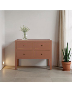 Commode orientale chic 4 tiroirs en Bois MDF Marron moka Oriente - 1