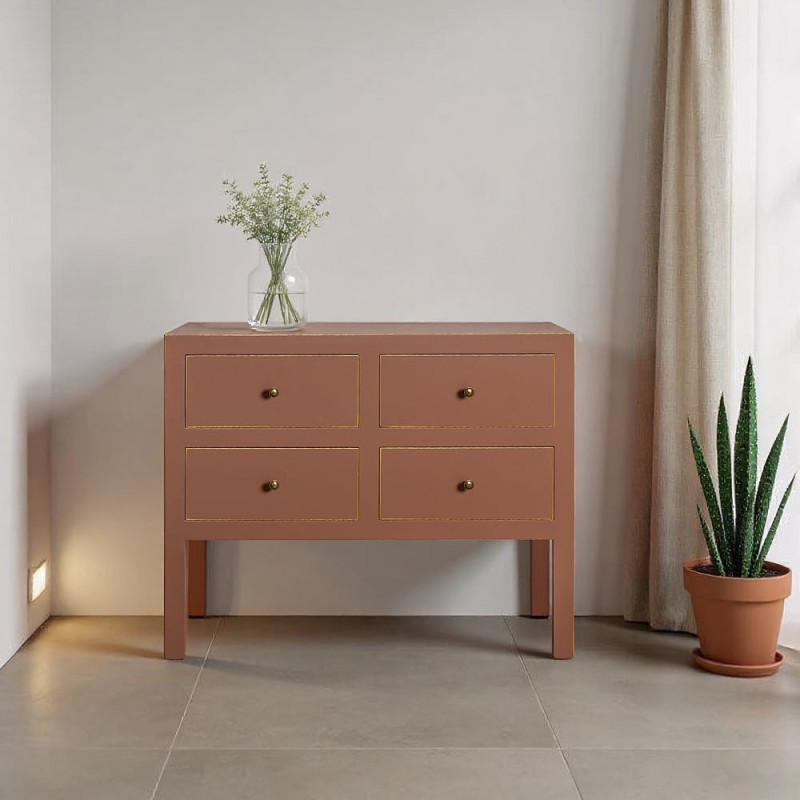 Commode orientale chic 4 tiroirs en Bois MDF Marron moka Oriente - 1