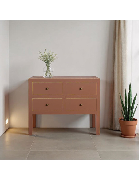 Commode orientale chic 4 tiroirs en Bois MDF Marron moka Oriente - 1