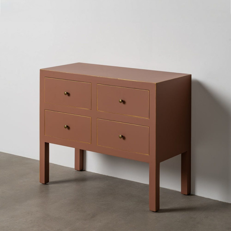 Commode orientale chic 4 tiroirs en Bois MDF Marron moka Oriente - 2