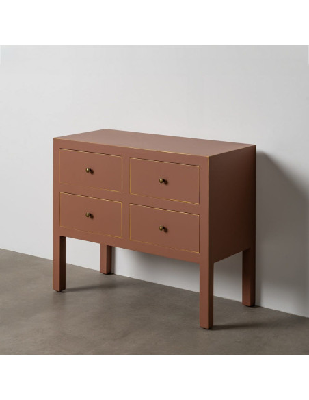 Commode orientale chic 4 tiroirs en Bois MDF Marron moka Oriente - 2