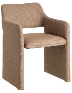 Fauteuil de table moderne Kalora en Tissu Marron Motif chevrons Métal (Lot de 2) - 1