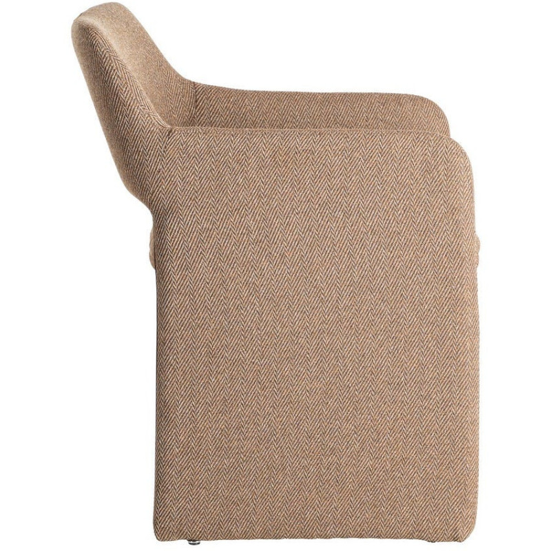 Fauteuil de table moderne Kalora en Tissu Marron Motif chevrons Métal (Lot de 2) - 3