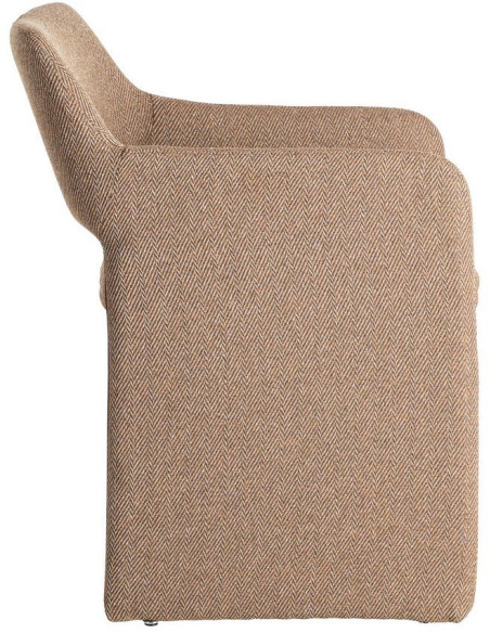 Fauteuil de table moderne Kalora en Tissu Marron Motif chevrons Métal (Lot de 2) - 3