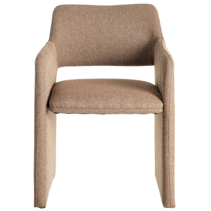 Fauteuil de table moderne Kalora en Tissu Marron Motif chevrons Métal (Lot de 2) - 4