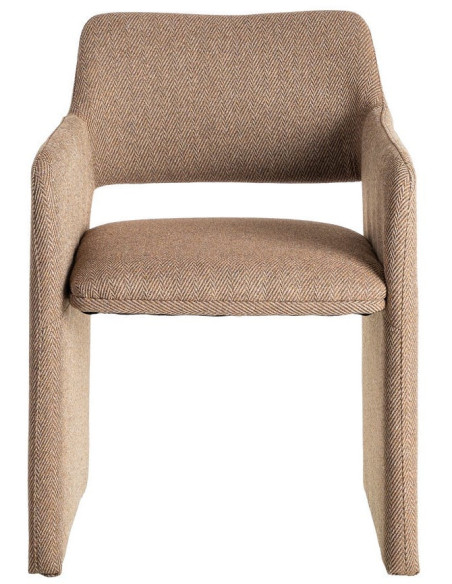 Fauteuil de table moderne Kalora en Tissu Marron Motif chevrons Métal (Lot de 2) - 4