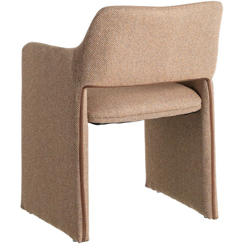 Fauteuil de table moderne Kalora en Tissu Marron Motif chevrons Métal (Lot de 2) - 5