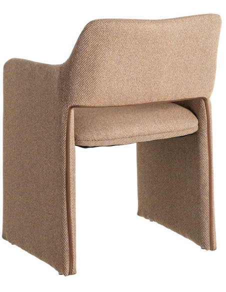 Fauteuil de table moderne Kalora en Tissu Marron Motif chevrons Métal (Lot de 2) - 5