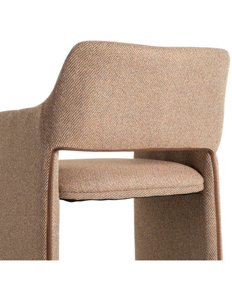 Fauteuil de table moderne Kalora en Tissu Marron Motif chevrons Métal (Lot de 2) - 6