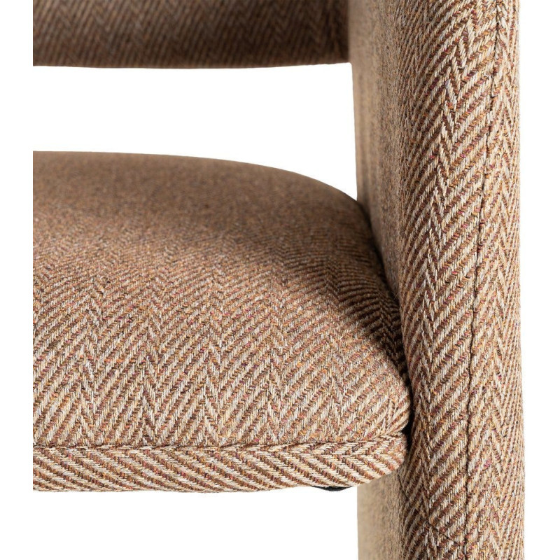 Fauteuil de table moderne Kalora en Tissu Marron Motif chevrons Métal (Lot de 2) - 7