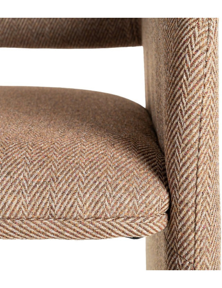 Fauteuil de table moderne Kalora en Tissu Marron Motif chevrons Métal (Lot de 2) - 7