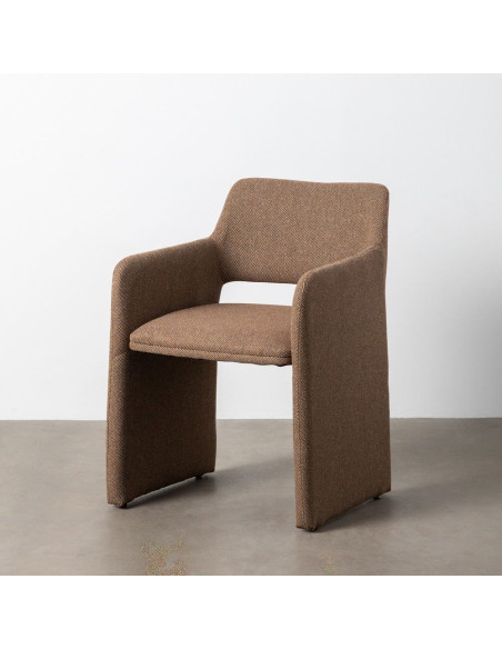 Fauteuil de table moderne Kalora en Tissu Marron Motif chevrons Métal (Lot de 2) - 11