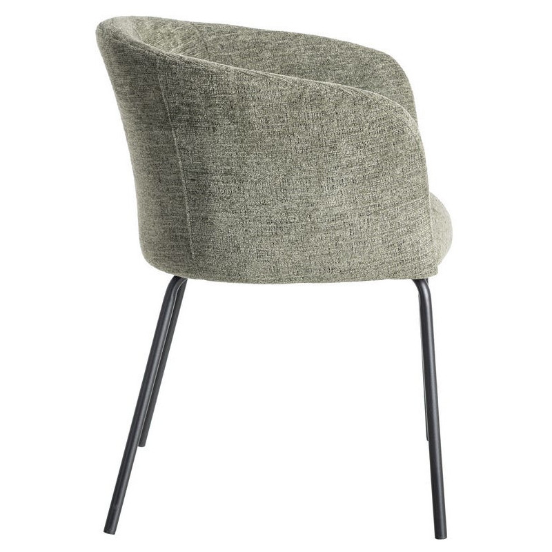 Fauteuil de table moderne rond en Tissu Vert Métal Noir Meyora (Lot de 2) - 3