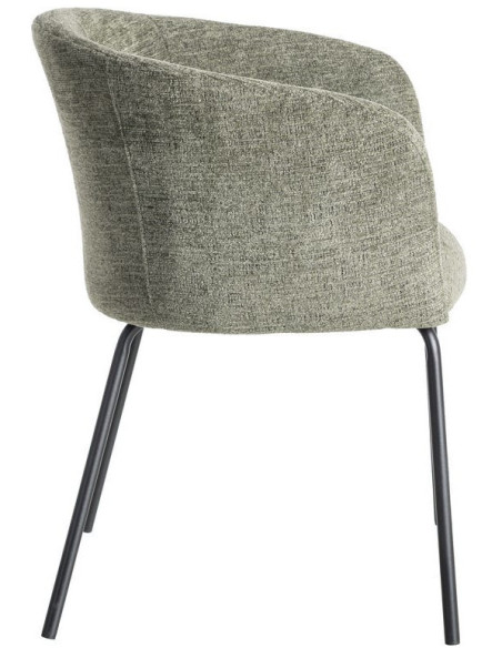 Fauteuil de table moderne rond en Tissu Vert Métal Noir Meyora (Lot de 2) - 3