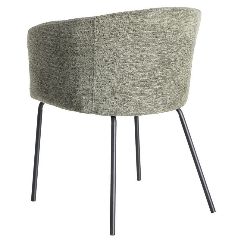 Fauteuil de table moderne rond en Tissu Vert Métal Noir Meyora (Lot de 2) - 5