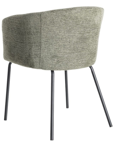 Fauteuil de table moderne rond en Tissu Vert Métal Noir Meyora (Lot de 2) - 5