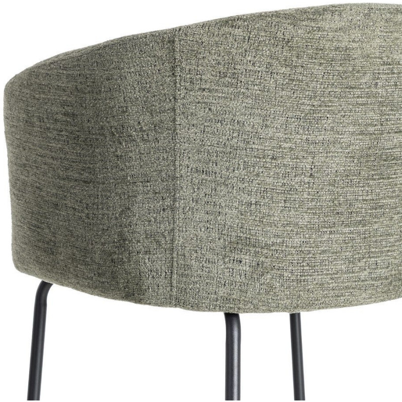 Fauteuil de table moderne rond en Tissu Vert Métal Noir Meyora (Lot de 2) - 6
