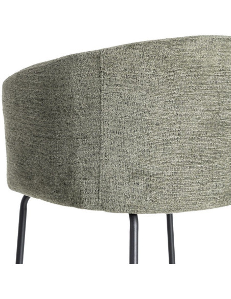 Fauteuil de table moderne rond en Tissu Vert Métal Noir Meyora (Lot de 2) - 6