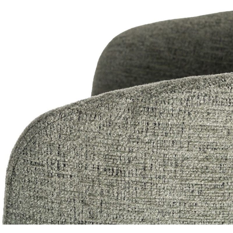 Fauteuil de table moderne rond en Tissu Vert Métal Noir Meyora (Lot de 2) - 7