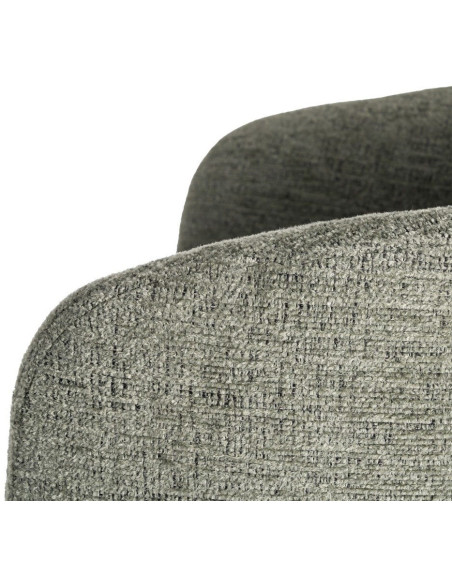 Fauteuil de table moderne rond en Tissu Vert Métal Noir Meyora (Lot de 2) - 7