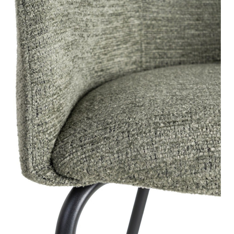 Fauteuil de table moderne rond en Tissu Vert Métal Noir Meyora (Lot de 2) - 8