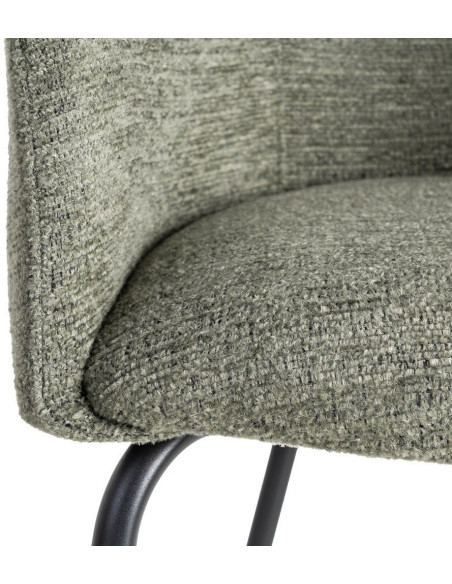 Fauteuil de table moderne rond en Tissu Vert Métal Noir Meyora (Lot de 2) - 8