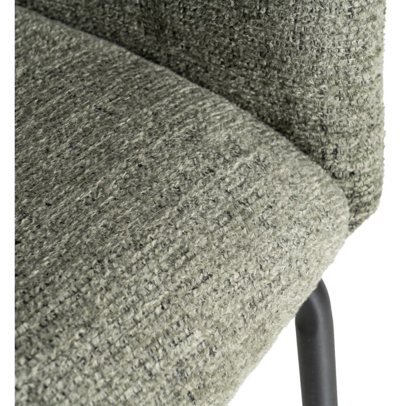 Fauteuil de table moderne rond en Tissu Vert Métal Noir Meyora (Lot de 2) - 9