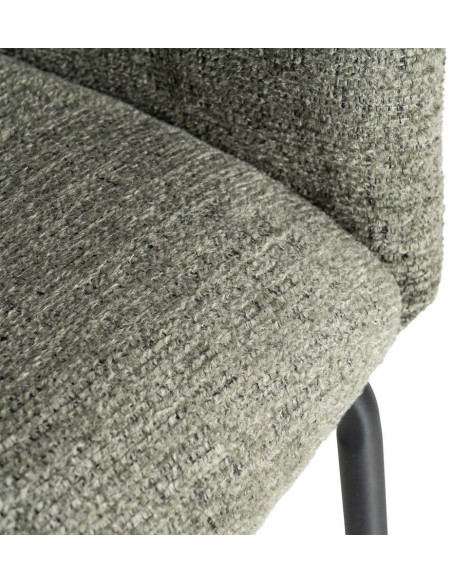 Fauteuil de table moderne rond en Tissu Vert Métal Noir Meyora (Lot de 2) - 9