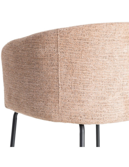 Fauteuil de table moderne rond en Tissu Rose pêche Métal Noir Meyora (Lot de 2) - 6